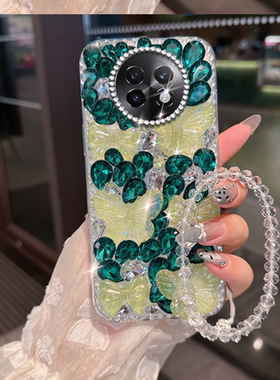 绿色小清新水钻适用realme真我13Pro手机壳网红GTNeo3保护套GTNeo5女款Q5i/2025年Q3防摔GT2高级感13+全包10+