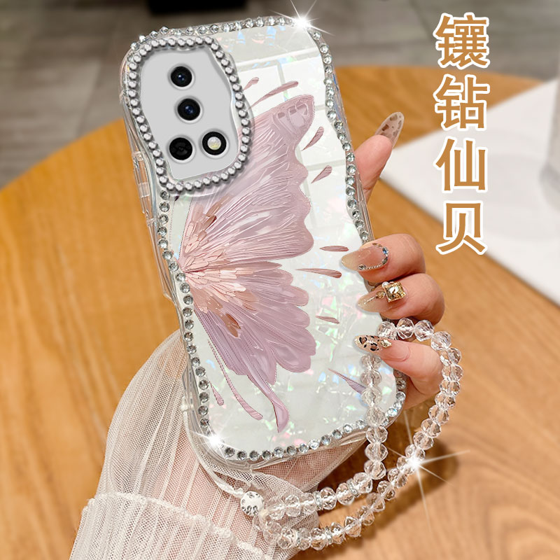 奶油纹镶钻贝壳，不掉钻，不发黄