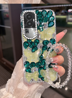 绿色小清新水钻适用OPPOReno10手机壳全包 5 +外壳K10防摔A58高级感8+镶钻K5新品K10网红9女款K9保护套K10x