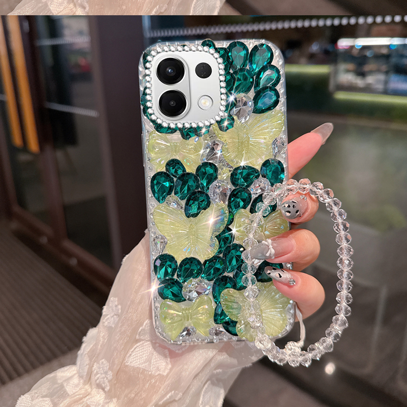 绿色小清新水钻适用OPPOk12s手机壳/2025年k12网红K10x外壳A53 高级感A2防摔A5小众A1活力版全包6+新品A3i
