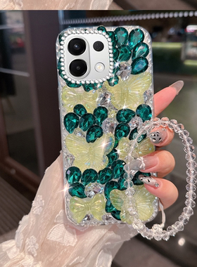 绿色小清新水钻适用OPPOk12s手机壳/2025年k12网红K10x外壳A53 高级感A2防摔A5小众A1活力版全包6+新品A3i