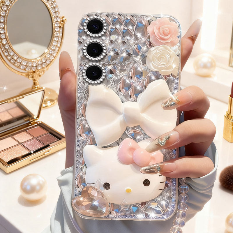 少女风卡通镶钻适用三星GalaxyS24手机壳防摔S8水钻S25外壳S10+春节S9上档次S20fe高级感S20+全包S24Plus可爱
