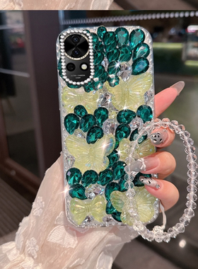 绿色小清新水钻适用华为nova12手机壳防摔5Pro全包12i镶钻7网红畅享20plus/2025年9Pro小众7Pro外壳14保护套