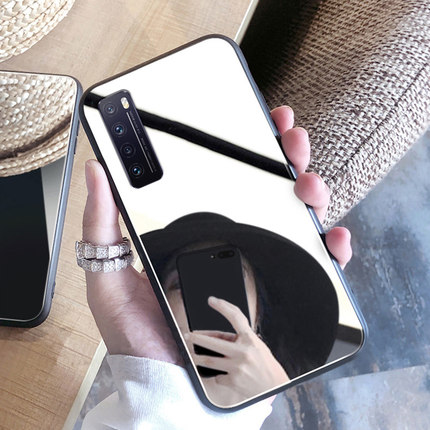 补妆镜子玻璃镜面适用华为NOVA7手机壳novo7pro曲屏nove7se外壳note6机壳女新款2021新品ins高级感p0r夏天es