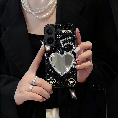 高级奢华水钻带镜子适用vivoS30手机壳满钻S16镶钻V27小众S10全包Y100i保护套Y100t名媛V27e/2026年Y300t网红