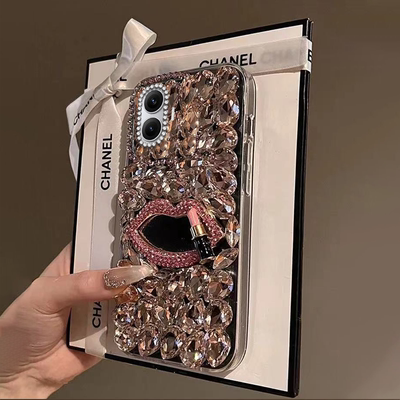 满钻奢华口红镜适用redmi红米turbo4Pro手机壳高级感11T全包12R小众10 5G/2025年K40S外壳K40游戏增强版水钻