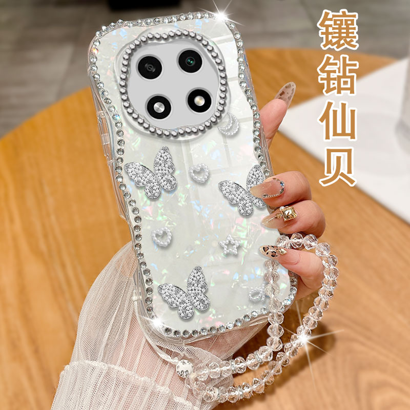 奶油纹镶钻贝壳，不掉钻，不发黄