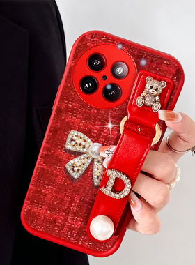 2026红色新年布艺小香风适用小米Civi4Pro手机壳新款13防摔14T毛绒12s/2026年9春节2过年13x外壳6针织高级感