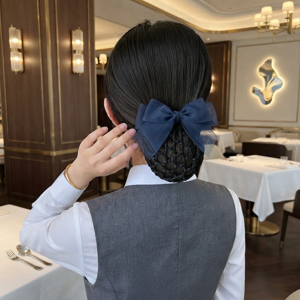 护士发网职业头花女网兜酒店餐厅服务员工作盘头发简约款头饰发饰