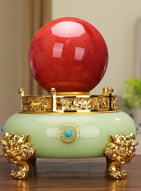 时来运转琉璃玉水晶球聚宝盆摆件客厅玄关酒柜办公装饰店铺开业礼