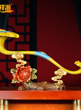 全铜富贵如意摆件铜如意家居客厅办公室装饰创意摆设乔迁开业礼品