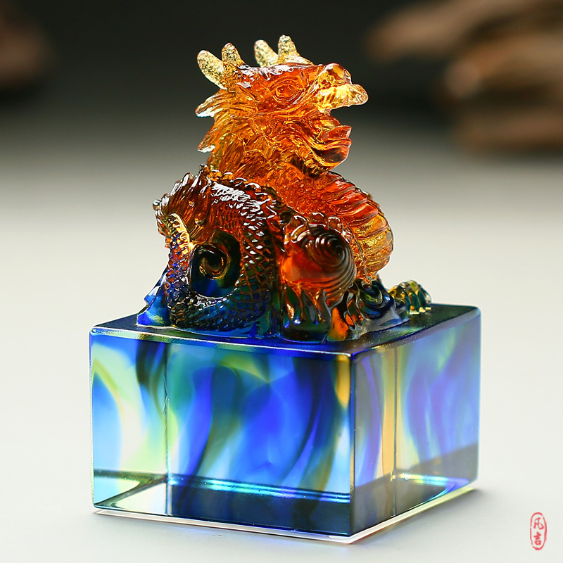 琉璃龙玉玺印章摆件龙印退伍退休纪念品定制堂口大印龙头摆件官印