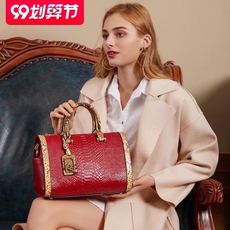 真皮女包2020新款时尚百搭气质女士手提包波士顿枕头包定型斜挎包