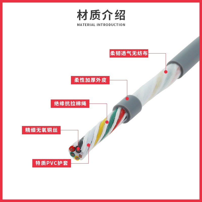高柔拖链控制电线软线TRVV2/3/4/5/6芯耐弯曲耐磨防冻户外信号线