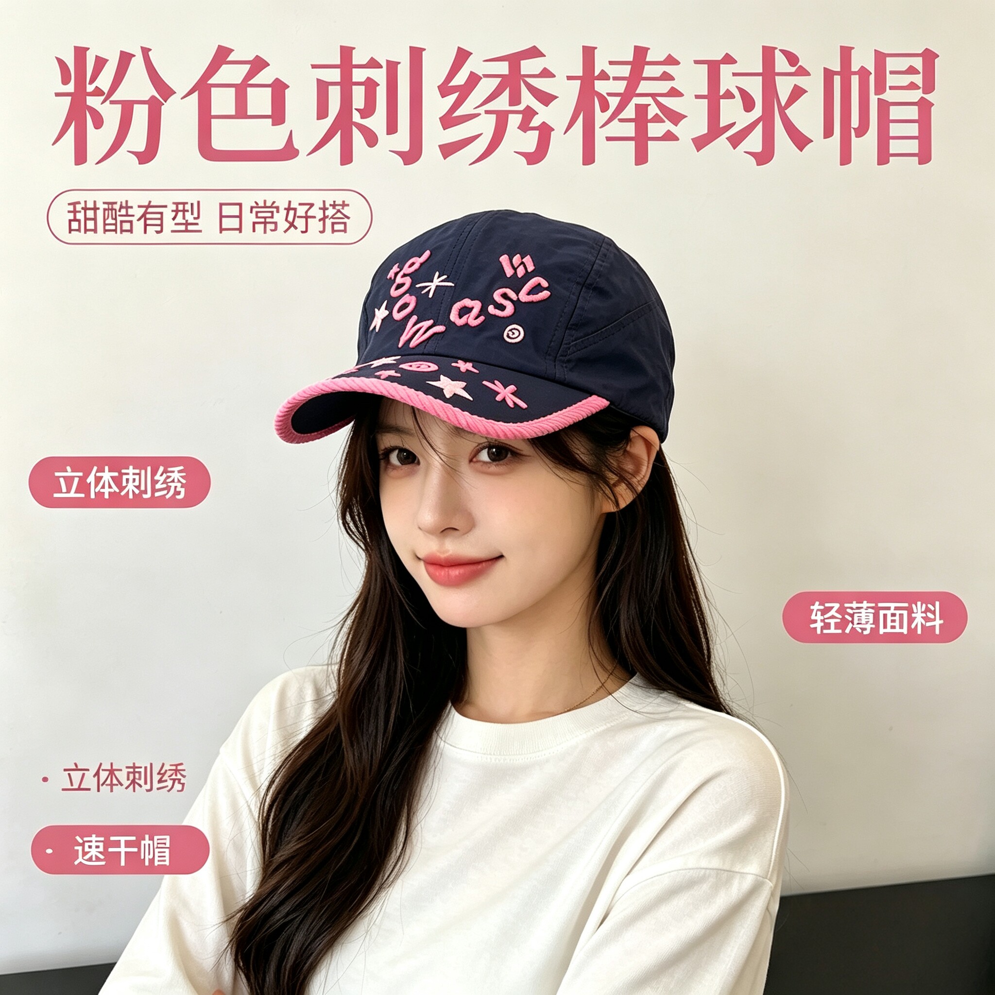 甜酷速干轻薄透气显脸小棒球帽