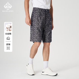 新款 曼加龙夏季 时尚 字母印花男士 轻奢休闲五分裤 短裤 100%纯棉