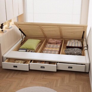 百思宜排骨架床架无床头床榻榻米床落地床带抽屉箱式带储物空间高