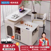 悦米优品现代简约岩板茶台旋转茶桌书桌一体小户型阳台简约泡茶桌