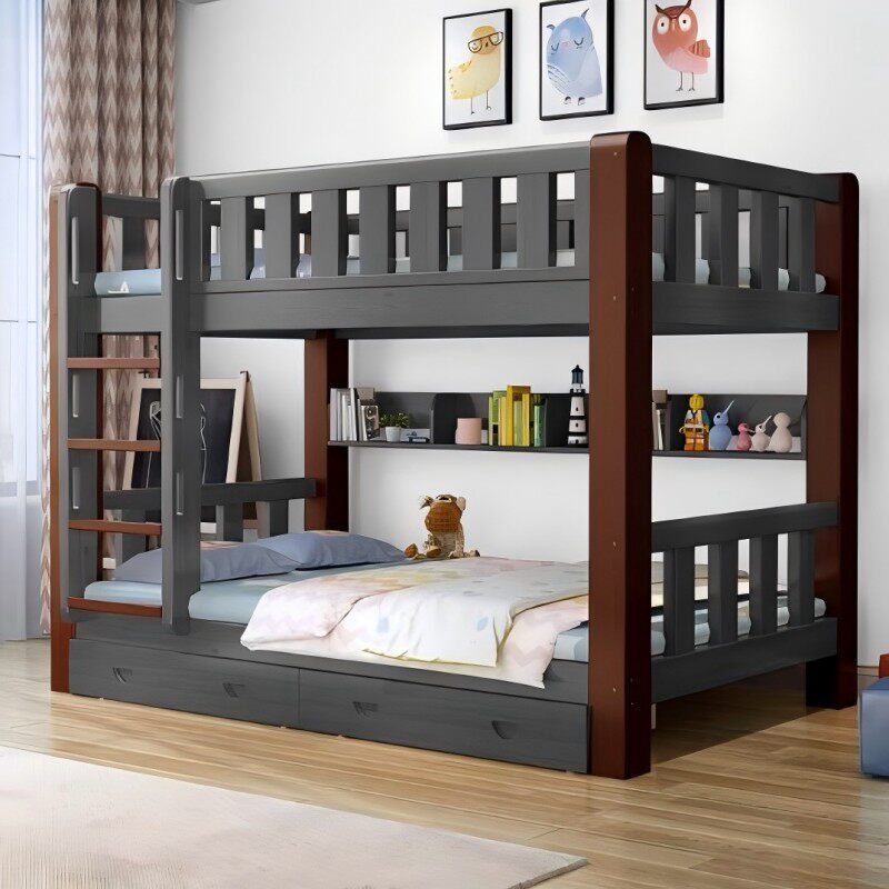 万羽高低床实木成年人上下铺木床学校宿舍上下床双层床家用子母床