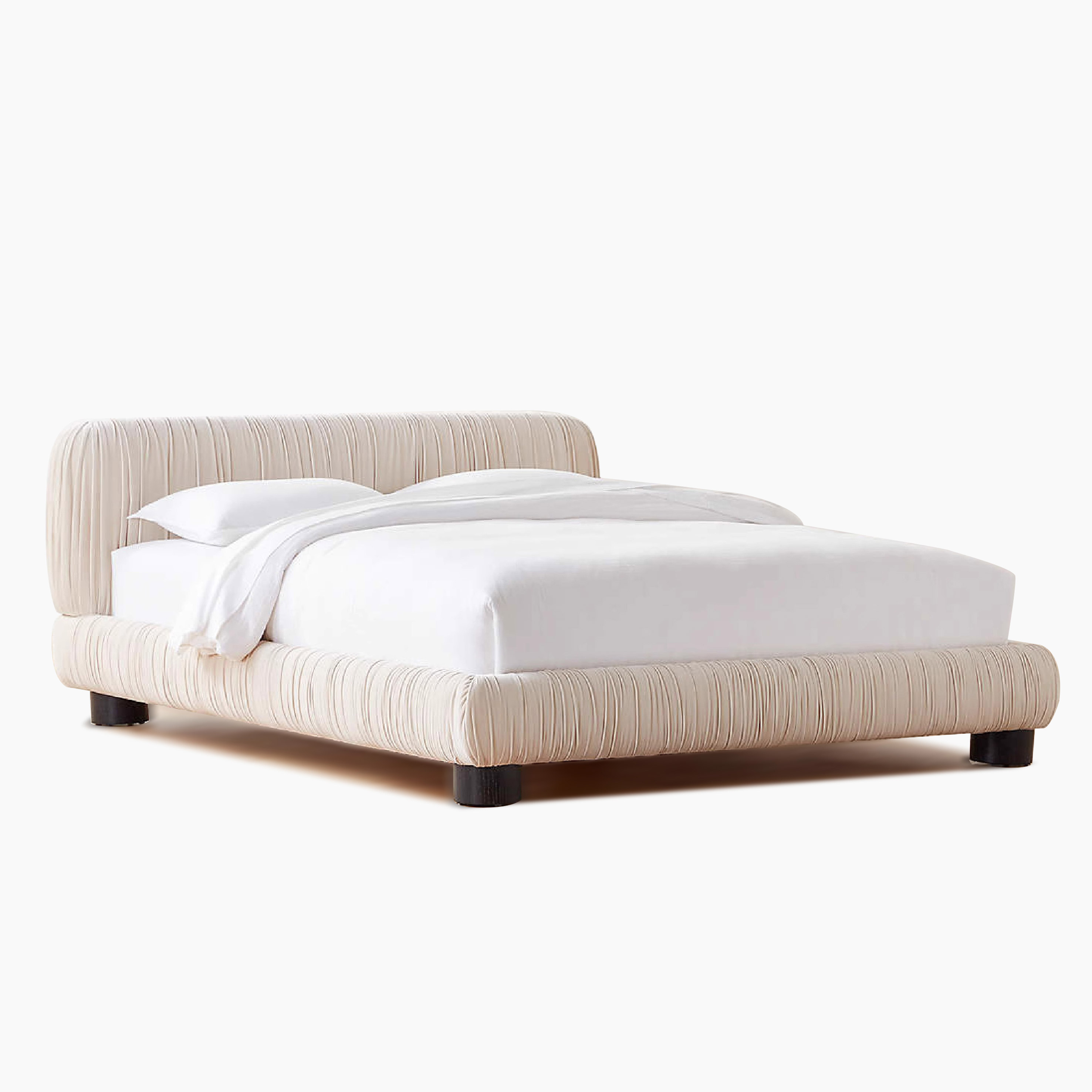 允馨意式轻奢褶皱布艺床现代简约设计师款别墅卧室软包双人床婚床