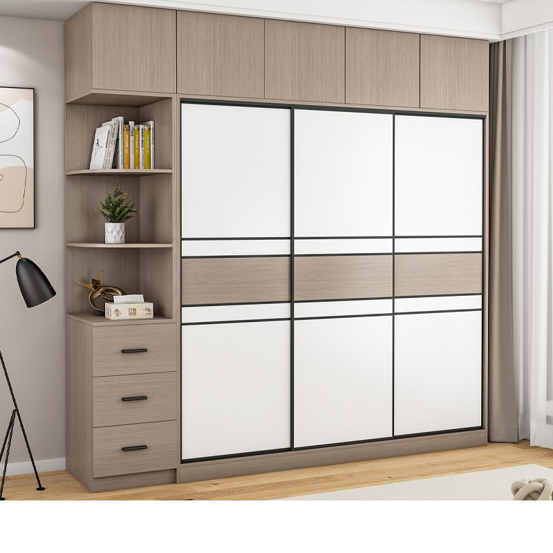 伊琦美全实木推拉门衣柜家用卧室出租房用现代简约衣橱儿童定制