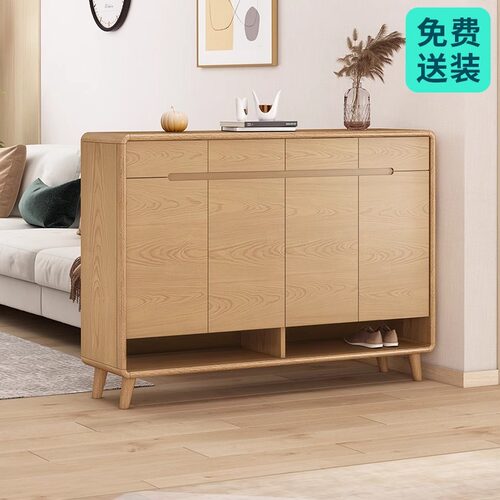 豪厦鞋柜家用门口实木框大容量入户玄关门厅隔断新中式收纳柜现
