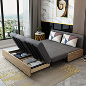 GREMOR实木沙发床可折叠1.8米坐卧两用客厅新款 多功能储物推拉床