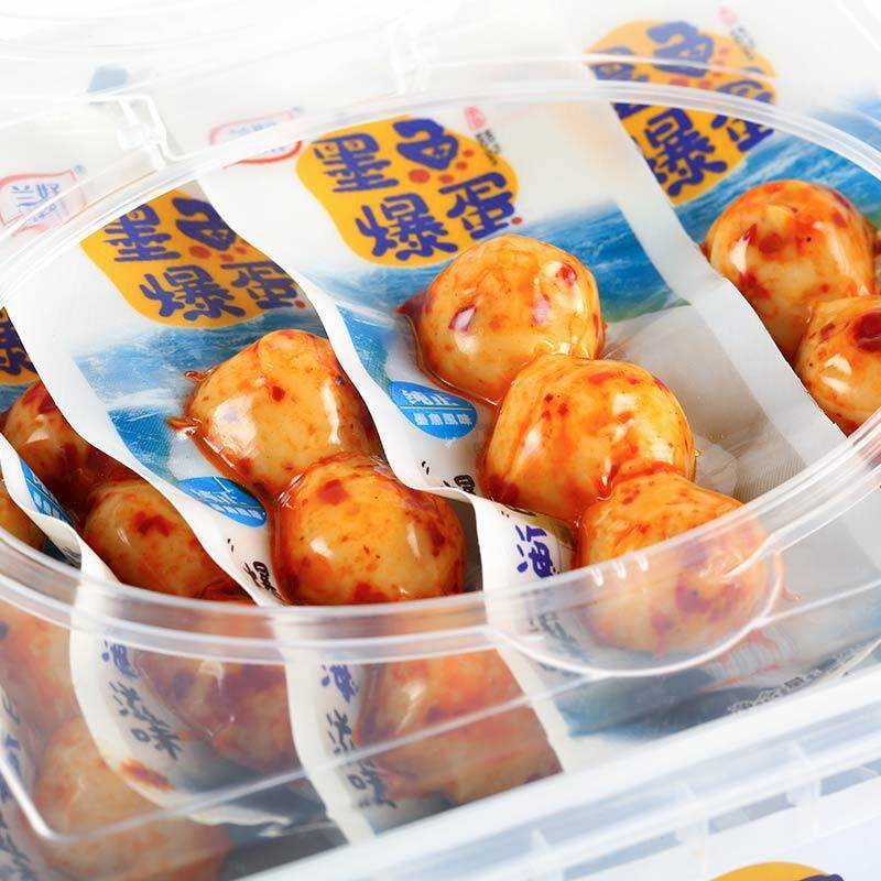墨鱼爆蛋即食鱼丸香辣麻辣小包装超弹丸子海滋味好吃儿童休闲零食