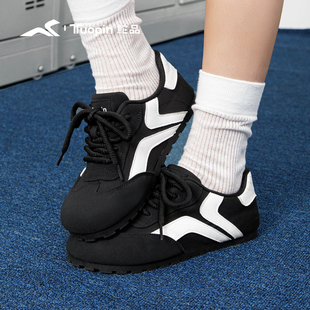 鮀品丑萌德训鞋女款派派鞋夏季学生百搭防滑透气上班软底黑色鞋子