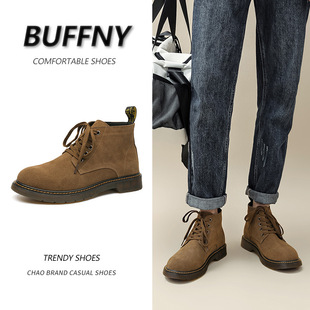 马丁靴男款冬季工装靴加绒棉鞋休闲中邦皮鞋翻毛磨砂真皮英伦男鞋