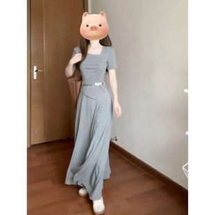 秋冬早春韓系高級感穿搭一整套裝 小個子灰色連衣裙女2025新款