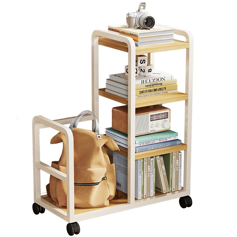 落地置物架家用多功能可移动书包储物架客厅N带滑轮茶具咖啡杯杯