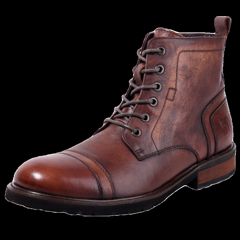 冬季英伦复古马丁靴男手工擦色休闲皮靴M工装靴三接头男士皮鞋