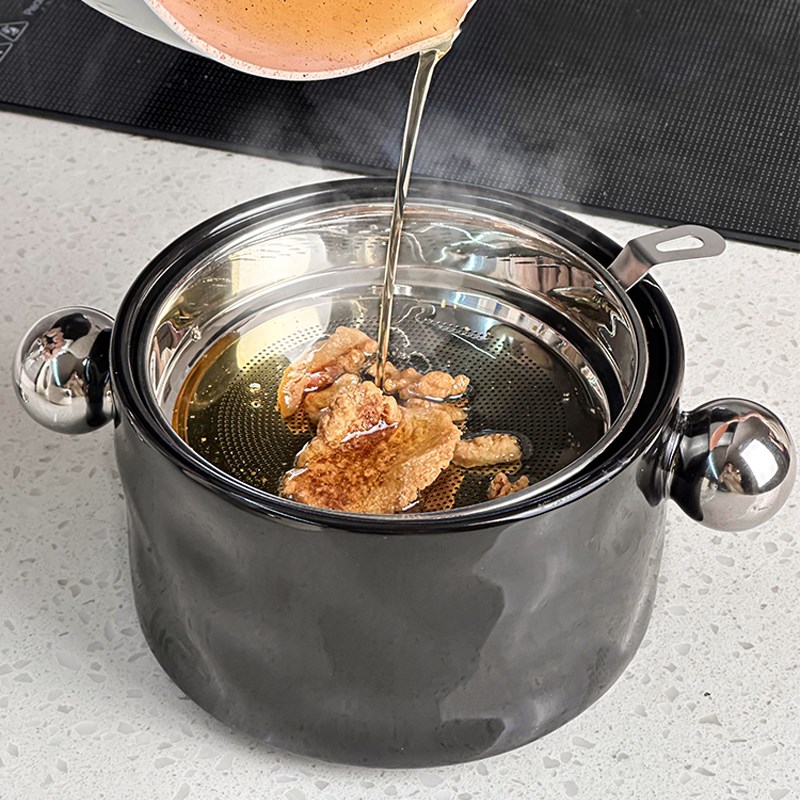 猪油罐家用耐高温陶瓷带盖带过滤网荤油罐大容量Y厨房辣椒油罐