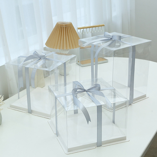 全透明生日蛋糕盒4寸6寸8寸10寸12寸双层加高网红烘焙包装盒子