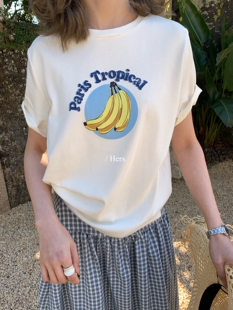 T恤女80164 简约百搭休闲圆领香蕉图案印花短袖 26年早春 Hers