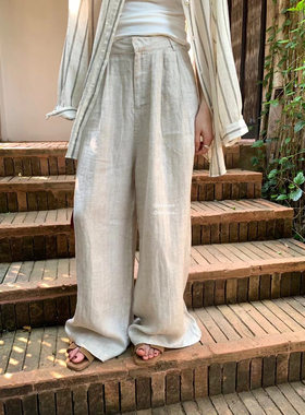 METWO泰爱了！亚麻裤日系休闲裤女夏季新款宽松慵懒风直筒裤08270