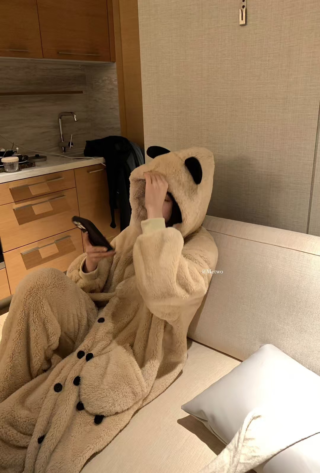 一勺甜可爱熊耳朵珊瑚绒睡袍