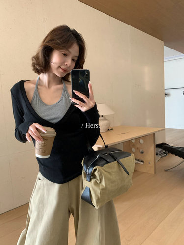 Hers纯欲日常真两件拼接绑带小衫