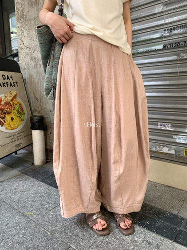 Hers麻料懒人舒适溜弯休闲裤女