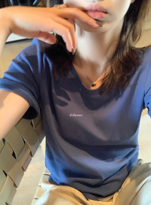 多色短袖T恤正肩女短袖