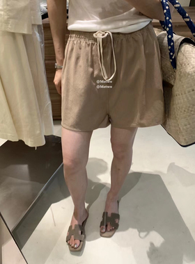 METWO美式工装抽绳短裤女 夏季新款卡其色复古高腰休闲裤子08272