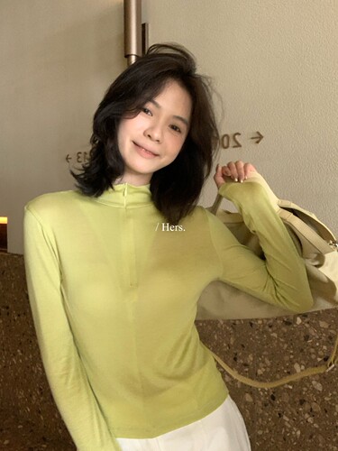 【Hers】26年早春！简约通勤修身半拉链外套长袖T恤外女  80165