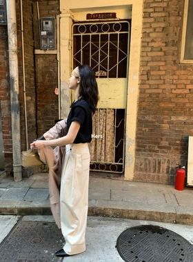 一勺甜 hers私藏裤纸！博主调性线条拼接棉感西裤休闲阔腿裤92121