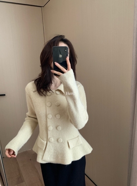 一勺甜 hers法式气质Polo领小香保暖毛衣女冬季针织开衫92808#