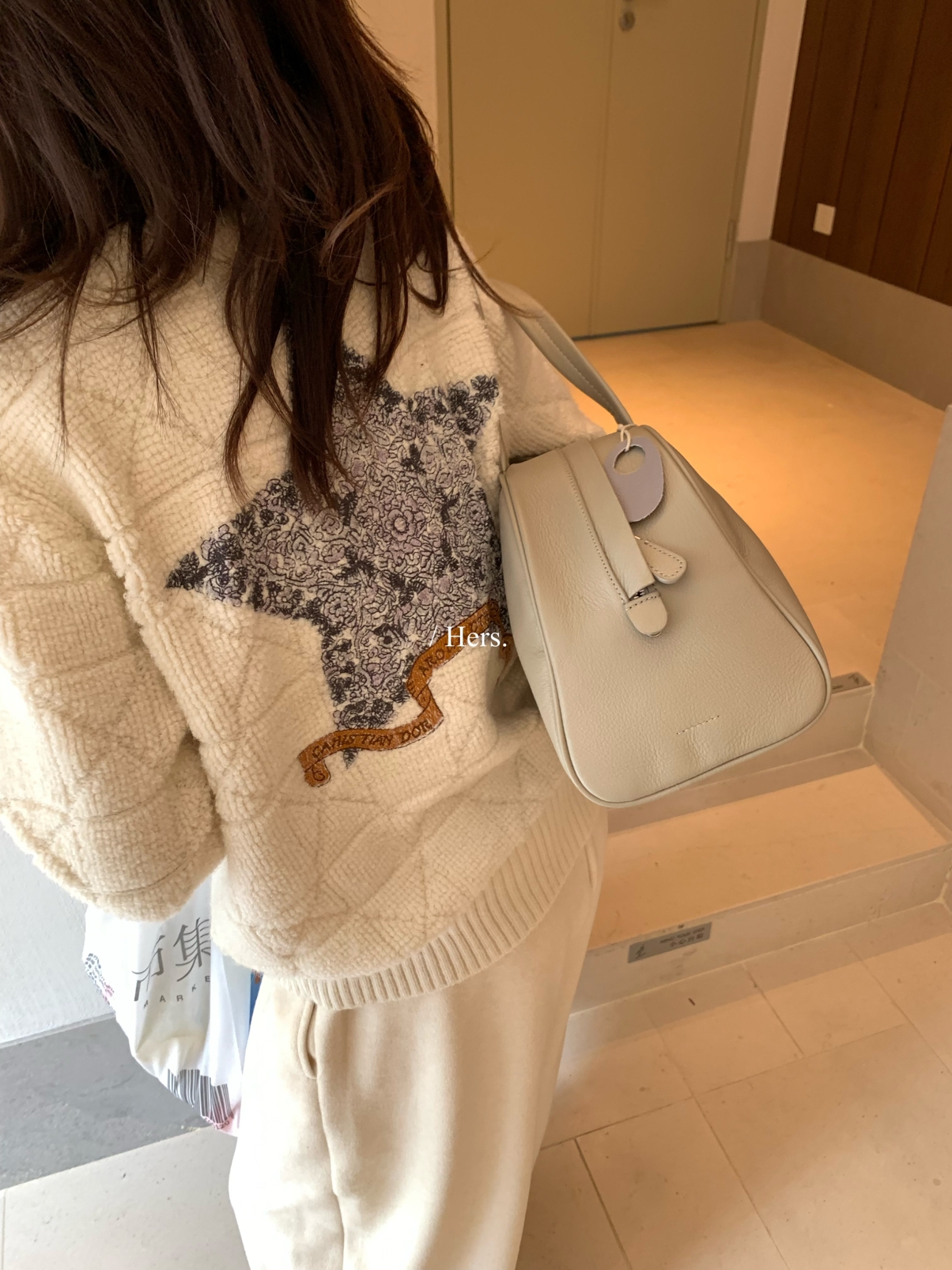 一勺甜 hers小香风后背星星图案拉链保暖毛衣女2025秋冬外套92726