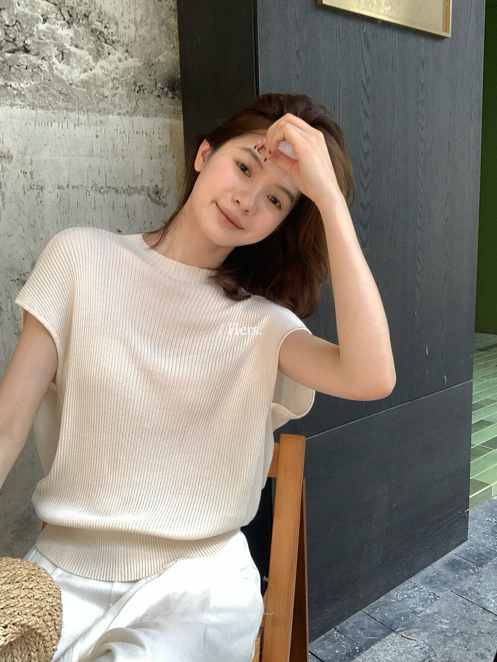 Hers气质简约斗篷式套头针织衫女