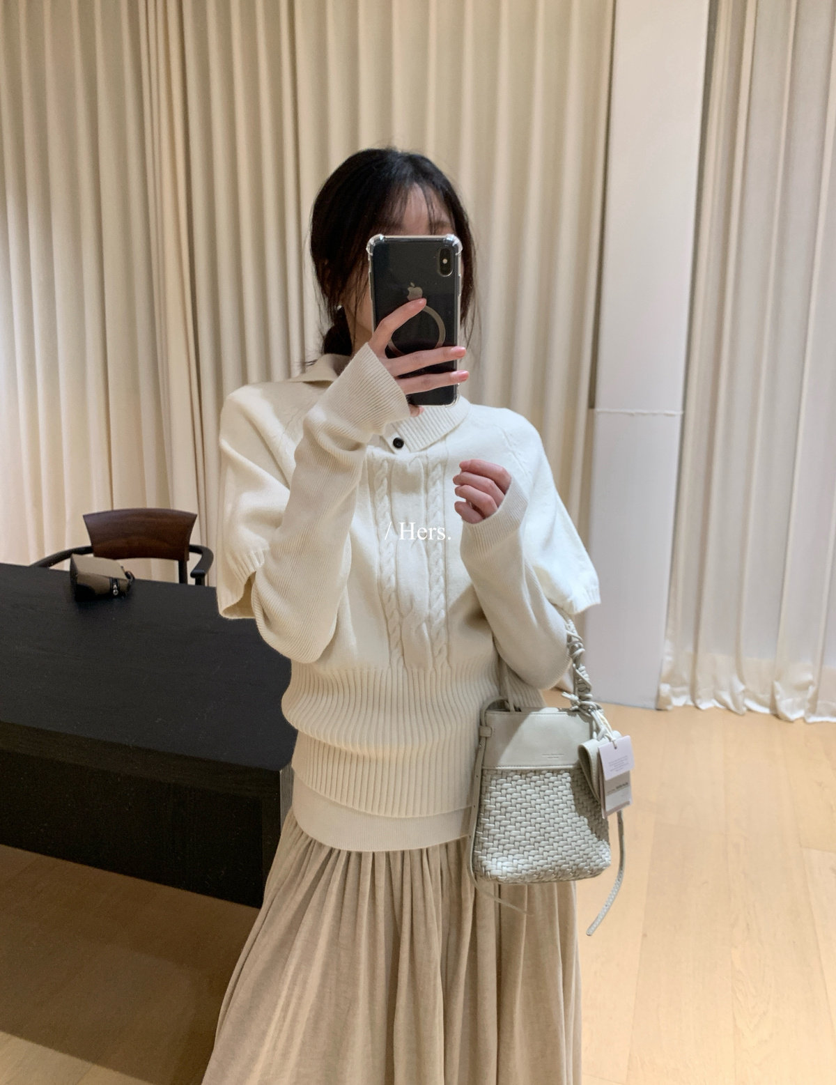 Hers古早感打底针织衫+翻领毛衣