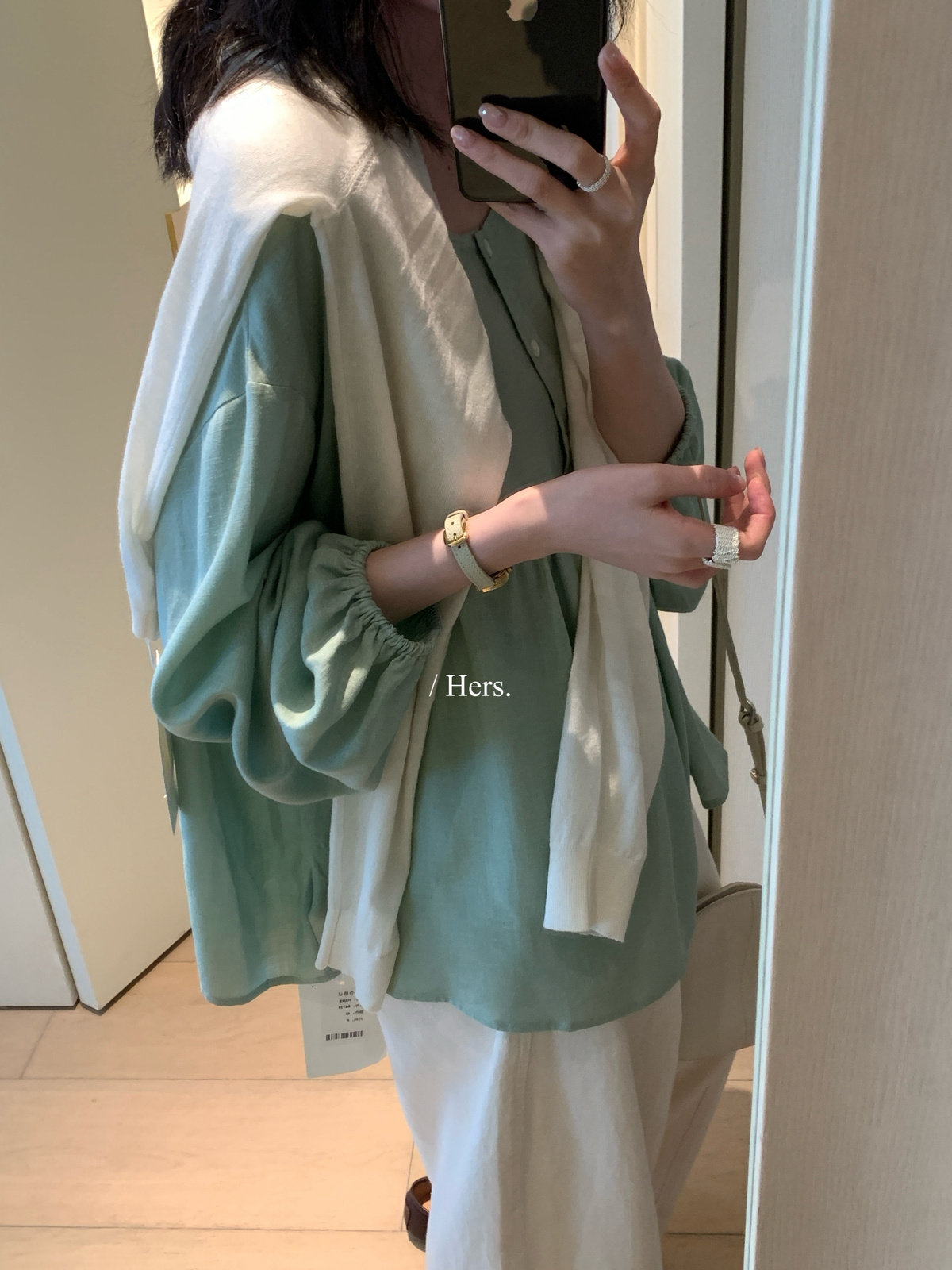 Hers复古慵懒淡人感天丝小衫