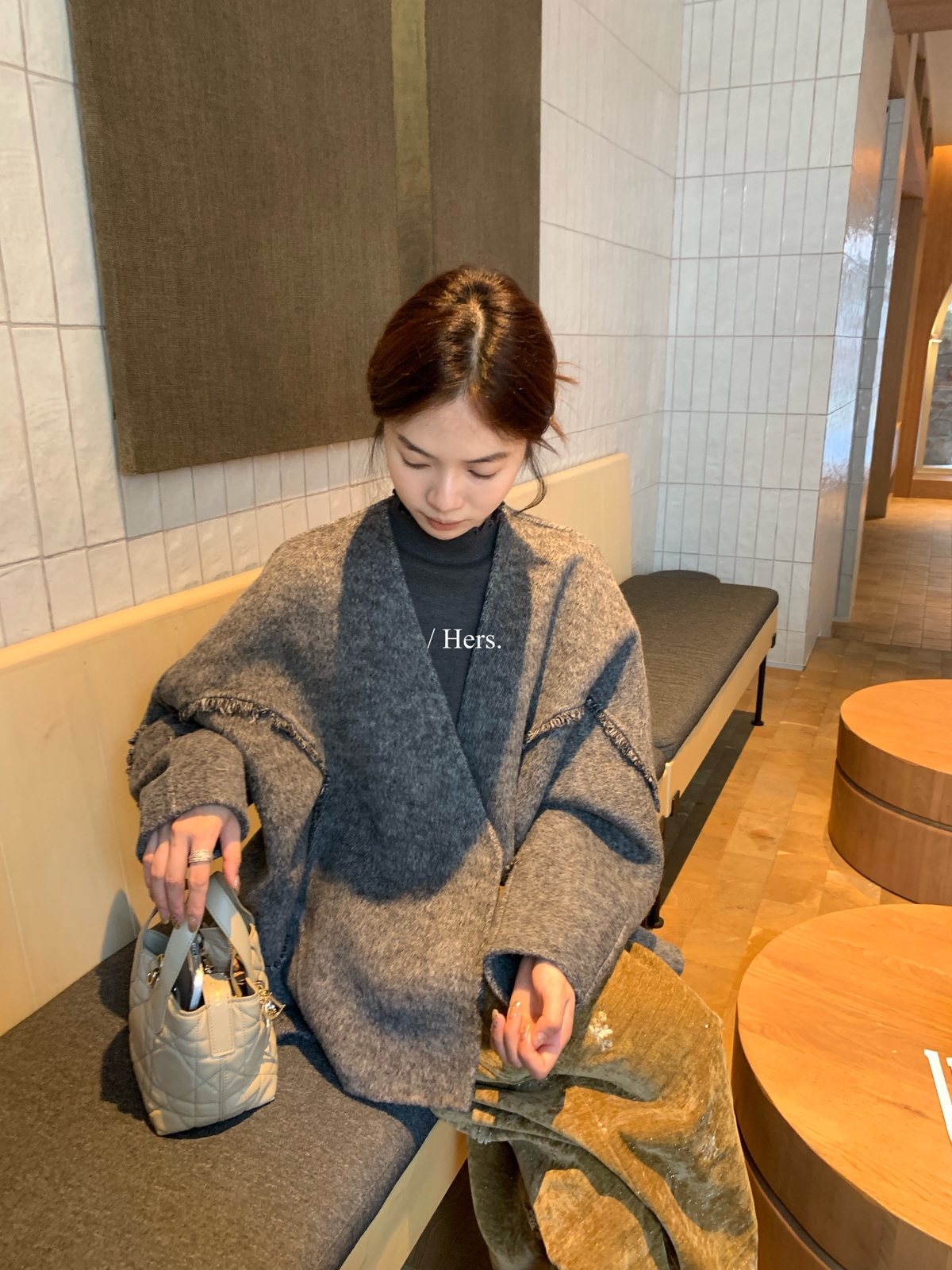 一勺甜 hers高品质重工蝙蝠袖廓形羊毛外套(含70%绵羊毛)92667#